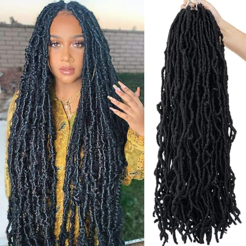 Youngther Lot de 7 paquets de fausses dreadlocks au crochet pour dreadlocks naturelles de 61 cm - Cheveux synthétiques pré-bouclés pour femme noire