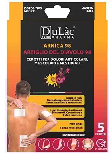 DuLàc, 5 Pflaster Arnica 98 Und Teufelskralle 98, 24h Linderung Bei Gelenk-, Muskel- Und Menstruationsschmerzen, Zerrungen, Kontrakturen Und Verstauchungen, Medizinprodukt, Made in Italy