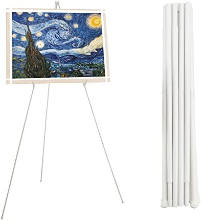 Verdickte 160 cm weiße Staffelei Ständer für Hochzeitsschilder und Poster, verstellbare Staffeleien für Ausstellungen, Poster, Tafel, zusammenklappbar, tragbar, Metallstaffelei für Boden, Weiß 1 Stück