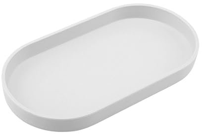 VCREATC Weißes kleines Tablett (25,4 cm), ovales Tablett für Badewanne, Badezimmer, Schminktisch, Arbeitsplatten-Organizer, Kaffeezubehör, Seife, Parfüm.