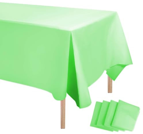 Aitsite Einweg Tischdecke Grün 4 Stück, 137x274cm Rechteck wasserdichte Geburtstag Tischdecken, Tischdecke für Hochzeit,Kindergeburtstag,Jahrestag, Weihnachten Party