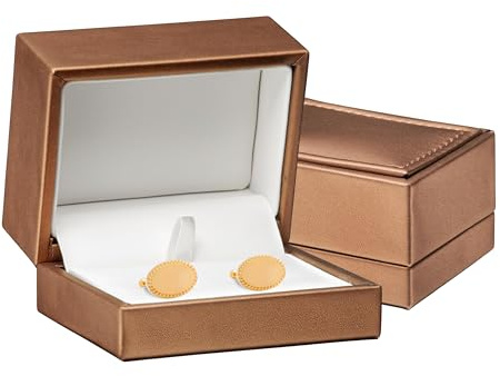 Allure – Leder-Schmuckschatulle – elegante Geschenkbox mit Lederinnenseite – Opulente Kollektion – Manschettenknopf-Box – Bronze