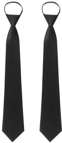 Krawatte Schwarz Herren 2 Set Vorgebundener Verstellbare Fertig Gebunden Schlips Schwarz Security Krawatte Schmale Krawatten Ohne Binden Für Hochzeit, Kostüm, Fasching, karnevals, Trauerfeier(42 cm)