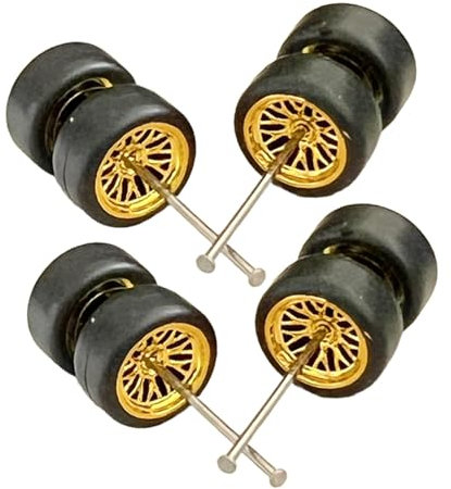 Luwecf 8 Stück Miniatur Autoreifen für Bastelbegeisterte im Maßstab 1:64, Gold B