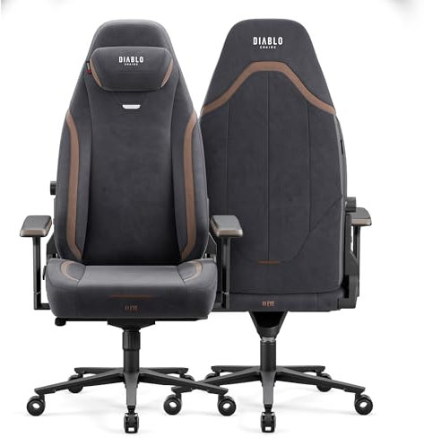 Diablo Gaming Stuhl Stoff | Bürostuhl Ergonimisch mit Magnetischer Kopfstütze, Verstellbare Armlehnen und Rückenlehne | PC Schreibtischstuhl Drehstuhl 140 kg | X-Eye 2.0 | Normal Size | Soft Black