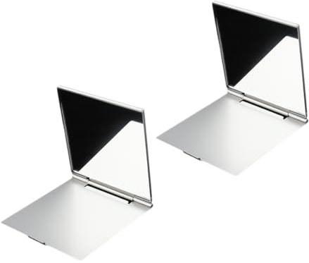 QEDBOJE 2 pezzi Specchio da viaggio tascabile, piccolo specchio cosmetico pieghevole, ultra sottile e durevole, adatto per viaggi, ufficio, rasatura, campeggio e trucco (6 x 7 cm)