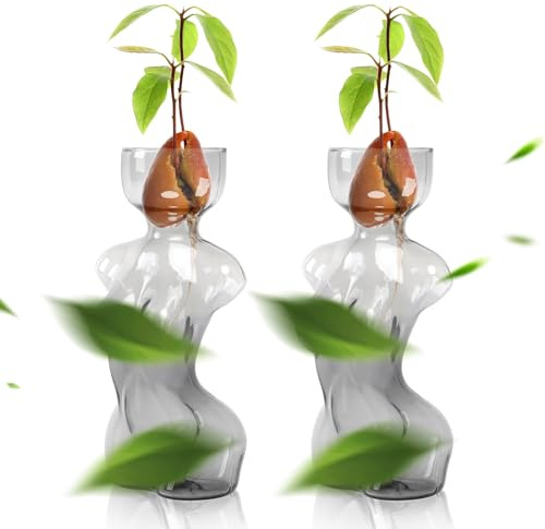 CYZglass Anzuchtgläser für Pflanzen, einzigartiger Körper, Avocado-Vase | Glas-Pflanzgefäß, perfekt für Samen, Wasserwurzeln und Heimdekoration, Geschenk für Vater