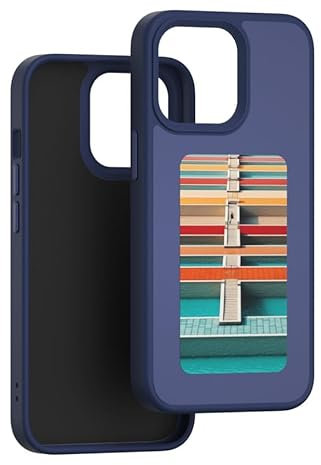 QSM E-Ink Handyhülle für iPhone 13 14, intelligente Fotoprojektion, Customiza, zeigt Fotos sofort auf dem Tintenbildschirm, personalisieren Sie Ihre Handyhülle (blau, für iPhone 13/14 Universal)