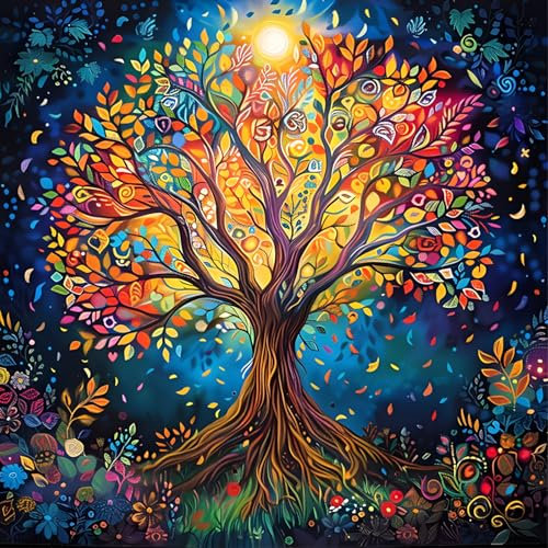 Gemartmall Lebensbaum Diamond Painting Erwachsene-Diy Set Erwachsene Diamond Painting,Lebensbaum Diamond Painting als Geschenk Oder als Wanddekoration Zu Hause Verwendet Werden (30x30CM)