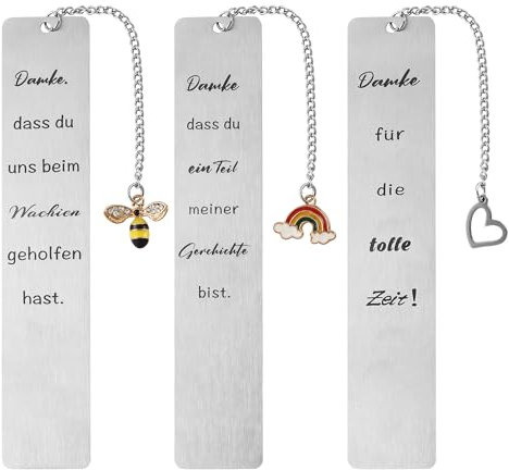 3 SetsLesezeichen Personalisiert, Lesezeichen Metall,Danke Lesezeichen, mit Geschenkbox, als Personalisiertes Lesezeichen für Erzieher, Kollegen, Lehrer, Freunde, Klassenkameraden