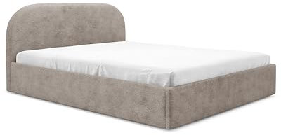 Generisch Polsterbett Moon Braun 90x200 120x200 140x200 160x200 180x200 200x200 Holz-Lattenrost Hochwertig Boucle Teddystoff Bett ohne Bettkasten und Stauraum (beige, 200x200)