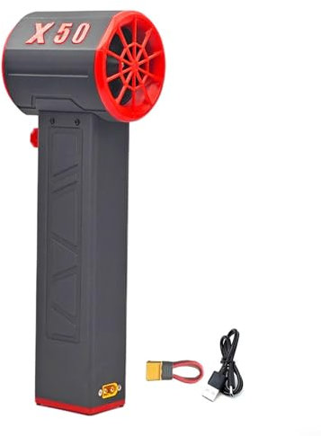 Ventilador de mano, motor sin escobillas, compacto y ligero, empuje XL 1300g (negro)