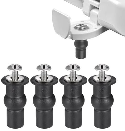 4 Pack Universal Toilet Seat Fittings - Toilet Seat Hinges, Screws, Fixing Kit with Expanding Rubber Top Nuts for WC Blind Hole Fittings
