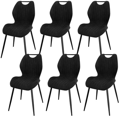 LEWE Chaises de Salle à Manger Lot de 6, Chaises de Cuisine Chaise Rembourrée avec Pieds en Métal, Chaise de Maquillage avec Dossier en Tissu, Chaises pour Salle à Manger Salon Cuisine