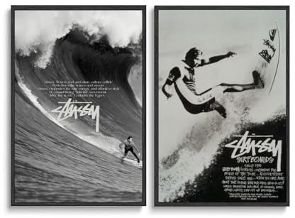 Lcaltcp 2 Stück Wandkunst, Stussy Leinwandposter, Poster, Wandkunst, Leinwandposter, Raumdekor, 30 x 45 cm Stil