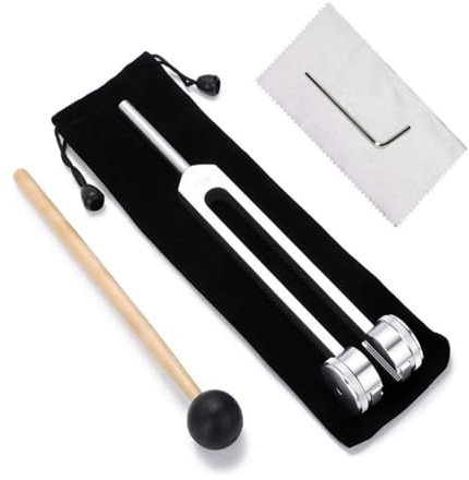 128 Hz Stimmgabel,Stimmgabel zur Heilung Chakra Set Therapeutische Stimmgabel Stimmgabel-Set 128 Hz Stimmgabel Aluminiumlegierun mit Percussion Hammer Mallet,Schwarz Aufbewahrungstasche