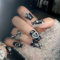 Handmade Press On Nails Dark and lovely/Handmade Acrylic Press On Nails in Almond/Reusable Shandmade nails/Holiday-Themed False Nails（10pcs）