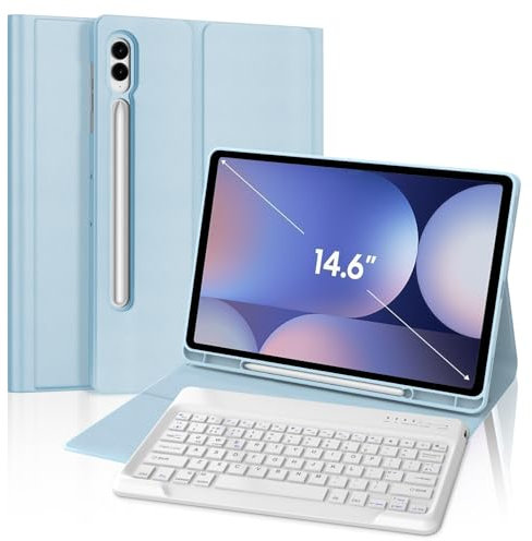 FOGARI Samsung Galaxy Tab S10 Ultra/S9 Ultra 14.6'' Keyboard Case, UK QWERTY Detachable Bluetooth Keyboard for Samsung Galaxy Tab S10 Ultra 2024 /S9 Ultra 2023, Blue