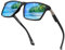 JIM HALO Retro Polarizadas Gafas de Sol para Hombre Mujer Cuadrada UV400 para Conducir Pesca Gafas de Sol Azul