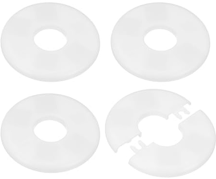 M METERXITY 4er-Pack Wand-Split-Flansch für Wasserrohr/Armatur Weiß | Runde Selbstklebende Abdeckplatten, Für 1 Zoll/25mm Außendurchmesser Rohr ABS