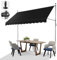 LEADZM Klemmmarkise 300 cm Breit,Balkon Markise ohne Bohren,mit Handkurbel,Wasserdicht,Sonnenschutz,UV-beständig,Höhenverstellbar,für Terrasse,Balkon,Garten,Laden,Schwarz