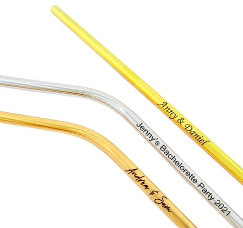 Cannucce in acciaio inox con pennello, incisione laser personalizzata, cannucce riutilizzabili in metallo personalizzate (10 pezzi)