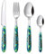 Excelsa Mandala Mediterraneo Lot de 24 couverts, acier inoxydable, manche décoré turquoise, 6 personnes