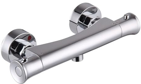 Thermostatic Shower Mixer – Wall-Mounted Round Chrome Shower Tap with Anti-Scald Protection | Constant Temperature Control (20-50°C) | Premium Brass Construction