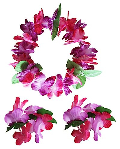 Hawaiianischer Haarkranz Armband 6 Stück Polyester Stoff für Mädchen