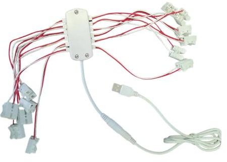 Oshhni Alimentation USB 5 V, câblage USB, câble d'alimentation 12 Ports pour Jardin Miniature, lampadaire, Micro-aménagement paysager, dioramas