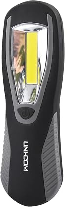 Uni-Com Work Light – Powerful 3W COB LED Torch with Magnetic Back & Hanging Hook, Batteries Included for DIY, Automotive, Camping, Home & Emergency Use, Black
