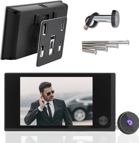 Rankomu Camera Judas de Porte Surveillance - Judas Numérique 3.5 Pouces Écran LCD 2MP 120°, Visionneuse Électronique, Installation Facile (14-28mm Trou, 35-100mm Épaisseur) (Noir)