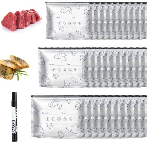 41PCS Aluminum Foil Sealable Storage Bags, Aluminium Foil, Mylar Bags with Foil Bags and Aluminium Freezer Bags for Food Storage with Marker Pen