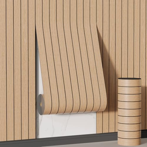 Arthome 3D Autocollants Panneau Mural Decoratif,ImperméAbles Effet Bois Panneaux,Papier Peint épais Bois Insonorisant pour Les Murs du Salon, de La Cuisine Et Du Bureau,Chêne 40x1020cm