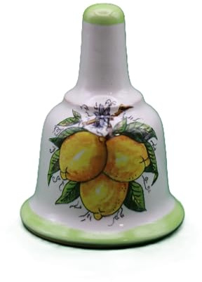 Campanilla de cerámica decorada a mano con limones de Sorrento – Artesanía italiana – Recuerdo y regalo típico (limones)