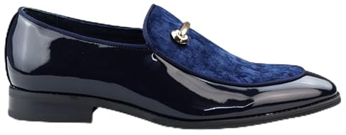 Infinity Leather Dolcetto Herren-Slipper, elegant, blau, mit Lederfutter und Samtfutter