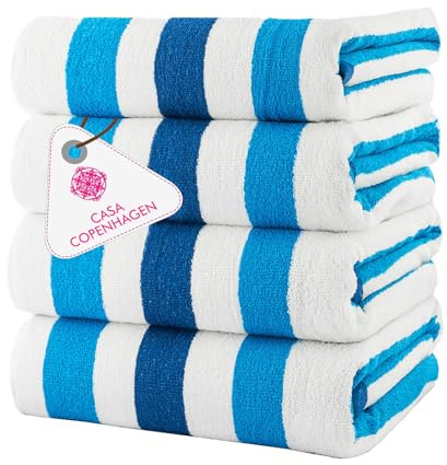 Casa Copenhagen Monaco Handtücher 4-Stück Geschenkset aus – Tintenblau Strandtüchern, 75x150 cm extragroße Pooltüchern 100% Baumwolle (perfekte Sommer Geschenkset für Damen & Herren)