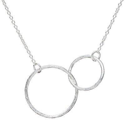 Pernille Corydon Kette Silber Double Twisted mit 2 Ringen - Länge 40-48cm / Ø18/13 mm - Doppelring mit Kette Silber 925 18k vergoldet - N224s
