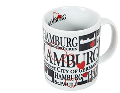 City Souvenir Shop Kaffeebecher Hamburg mit Herzen, weiss, ca. 0,25 l