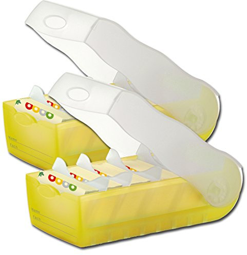 HAN Lernkarteibox CROCO A7 quer, für bis zu 900 Karten, inkl. 100 Karten und 5 Stützplatten (transluzent-gelb / 2 Boxen)