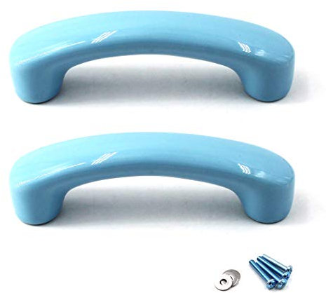 SeeRaphee Niedliche Keramik Knauf Schrank Griffe Türknauf Schublade Griff Pull Knöpfe für Kinder Kid 's Room Kommode,Küche Schränke, Badezimmer KinderZimmer Dekor 2 Stück-Blau