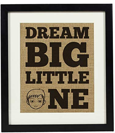 Darling Souvenir Made with Love Dream Big Little One Burlap Drucken Baby Room Nursery Decor New Mom Gift-Leinwand-Druck mit Rahmen (11 x 14 Zoll)