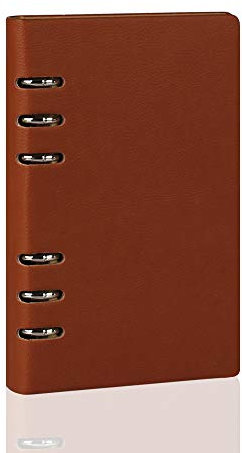 LANGING Notizbuch, A5, klassisch, nachfüllbar, lose Tasche, Leder, Ringbindung mit 6 Löchern, Tagebuch braun