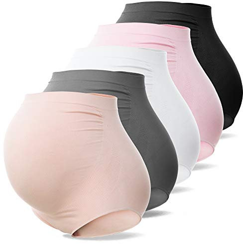 SUNNYBUY Ropa interior premamá de cintura alta, sin costuras, suave, cubre la barriga, para mujer, M