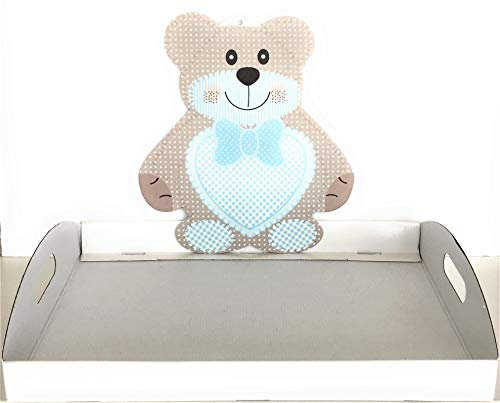 Cesto Vassoio MIKEY Compleanno Battesimo base cm44x29 Alta 5 Elegante Made in Italy (MIKEY AZZURRO)