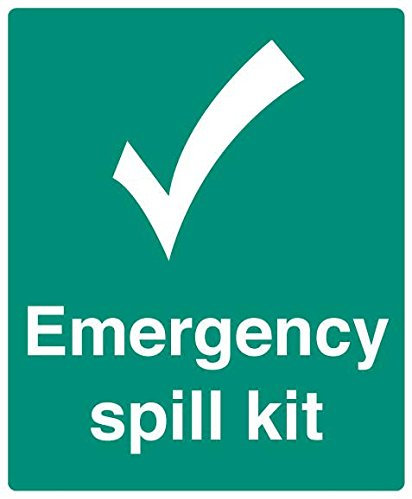 Panneau de signalisation, kit de déversement d'urgence, Rp, hauteur extérieure 300 mm, largeur extérieure 250 mm, couleur du panneau blanc sur vert, panneau Legend Emergency Spill Kit, matériau du