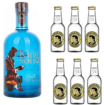 The KING of Soho London Dry Gin a 0,7l + 6 Flaschen Thomas Henry Tonic Water a 0,2L inc. 0.90€ MEHRWEG Pfand