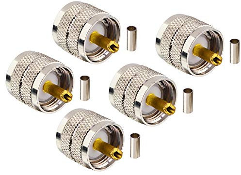 Boobrie PL259 Plug Crimp Coax Connector PL-259 UHF Male Plug Crimp Coax Connector CB Radio Adapter Ham Radio RF Screwed Coupling for LMR100 RG174 RG178 RG316 Coax Cable Pack of 5