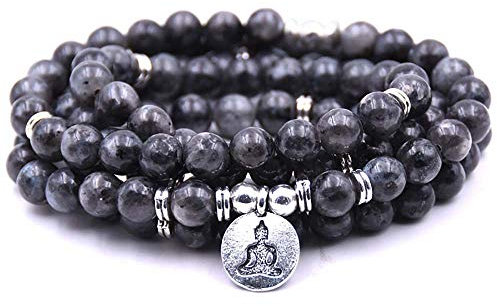 Self-Discovery Natur, 108 Perlen, Mala, Armband, Halskette, Schmuck, Meditation, mit Yoga-Charme, One Size, Stein