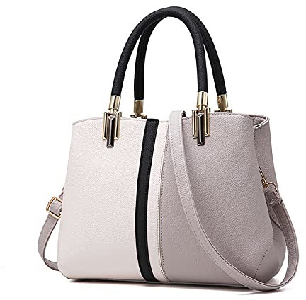 FANDARE Elegante Damen Umhängetaschen Schultertasche Frauen Handtasche PU Leder Wasserdicht für Büro Einkauf Arbeitstasche Reisen Henkeltaschen Crossbody Bag Grau